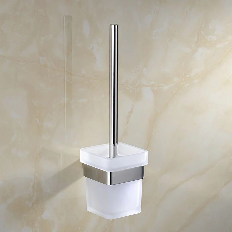 Sus 304 Stainless Steel Toilet Brush Holder Glass Cup Square Solid