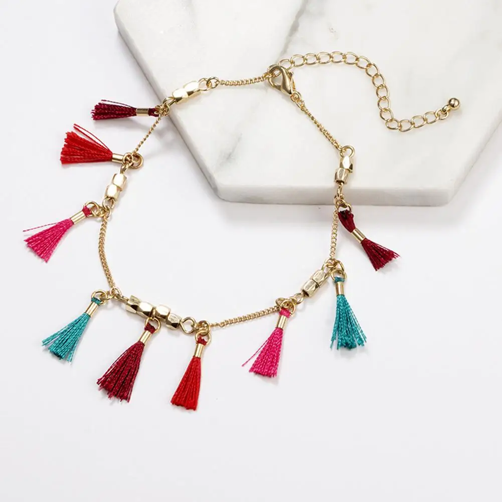 

2Pcs/Set Women Hollow Round Charm Tassel Anklet Summer Sandal New