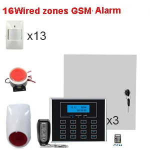 

Wired GSM Security System 16 Wired Zones SIM Card Wired Bulgar Intruder Alarm System Set 16 Zones