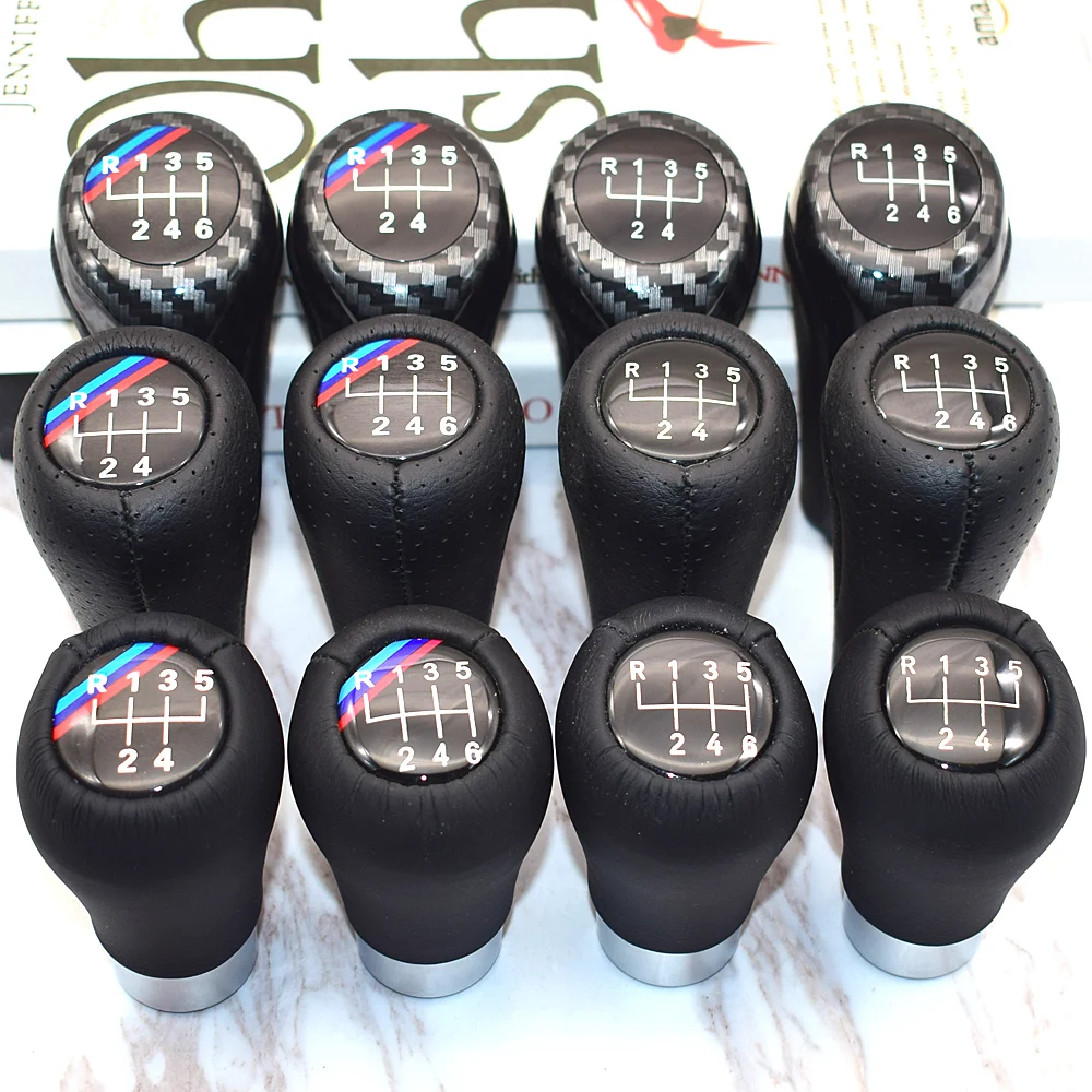 

6 / 5 Speed Real Leather Gear Shift Knob With M Logo For BMW 1 3 5 6 Series E30 E32 E34 E36 E38 E39 E46 E53 E60 E63 E83 E84 E87