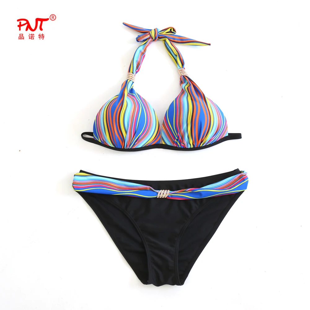 Stylish Bikinis for Women Sexy Halter Top Rainbow Stripe Retro Swimsuit Beachwear Push Up Swimwear Plus Size Traje De Bano Mujer Stylish Bikinis for Women Sexy Halter Top Rainbow Stripe Retro Swimsuit Beachwear Push Up Swimwear Plus Size Traje De Bano Mujer