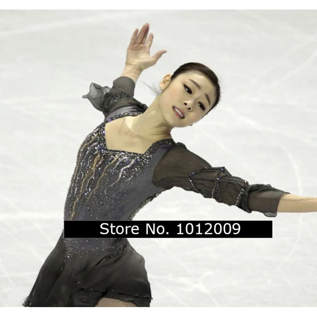 Cheap Customized Costume Ice Skating Figure Skating Dress Gymnastics Adult Girl Skirt Competition Gray Yellow Rhinestone Competition