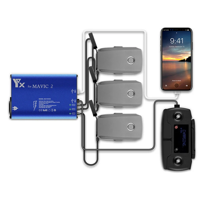 Mavic 2 Drone зарядное устройство 5в1 зарядный концентратор с usb-портом для DJI Mavic 2 Zoom/Pro Интеллектуальный Аккумулятор для беспилотника аксессуары