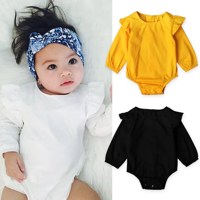 2017 Spring Baby Clothes Baby Girls Rompers Ruffles Long Sleeve Cotton ...