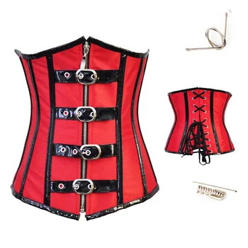 

caudatus steampunk underbust corsets and bustiers pu corset top faux leather gothic punk corselet red black burlesque