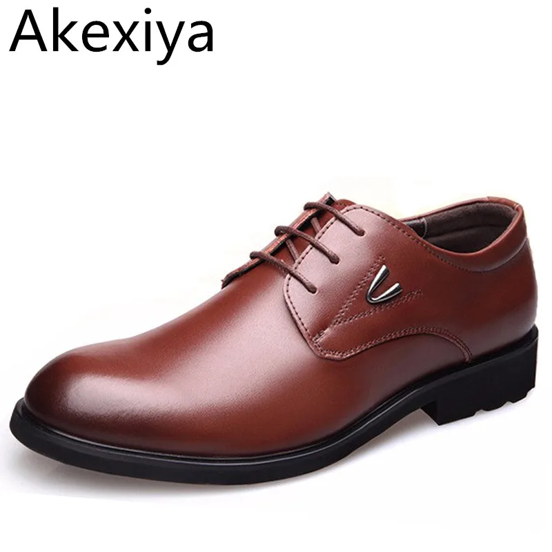 

Akexiya Men Leather Shoes Hot Sale New Spring Autumn Fashion Business Lace-up Style Rubber Casual Man Oxford Dress Flat Shoe