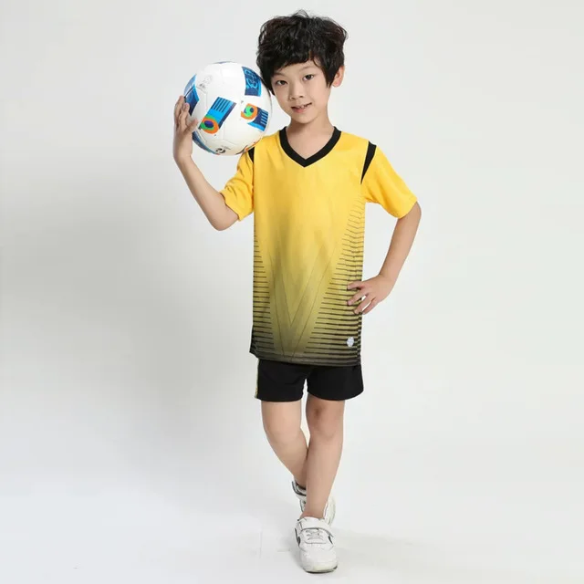 Новые детские футбольные Джерси на пуговицах, детские футбольные наборы, дышащая тренировочная Футбольная форма, Футбольная форменная одежда для мальчиков - Цвет: yellow