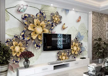 

3D wallpaper murals flowers Luxury European jewelry Living room bedroom beautiful Background decoration
