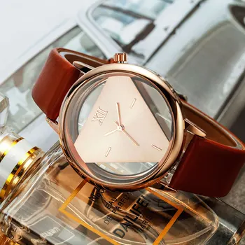 

GEEKTHINK Famous Hollow Quartz Watch Women Luxury Brand Gold Ladies Dress Leather Strap Clock Girls Trending Relogio Masculino