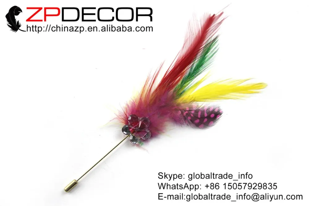 25_mixed color chicken feather brooch (4)