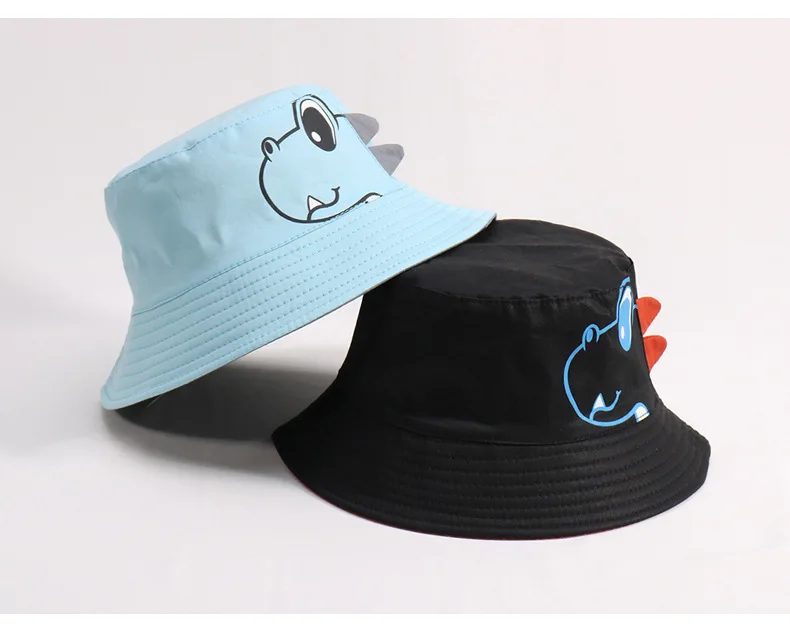 Dinosaur Baby Hat Cotton Double-sided Bucket Hat Baby Spring Autumn Cap Kids Hats Toddler Baby Accessories 1PC