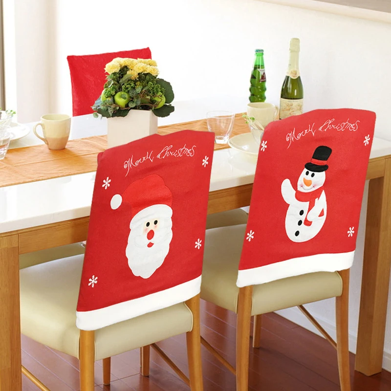Monily Santa Cap Removable Non woven Fabric Christmas Snowman Chair