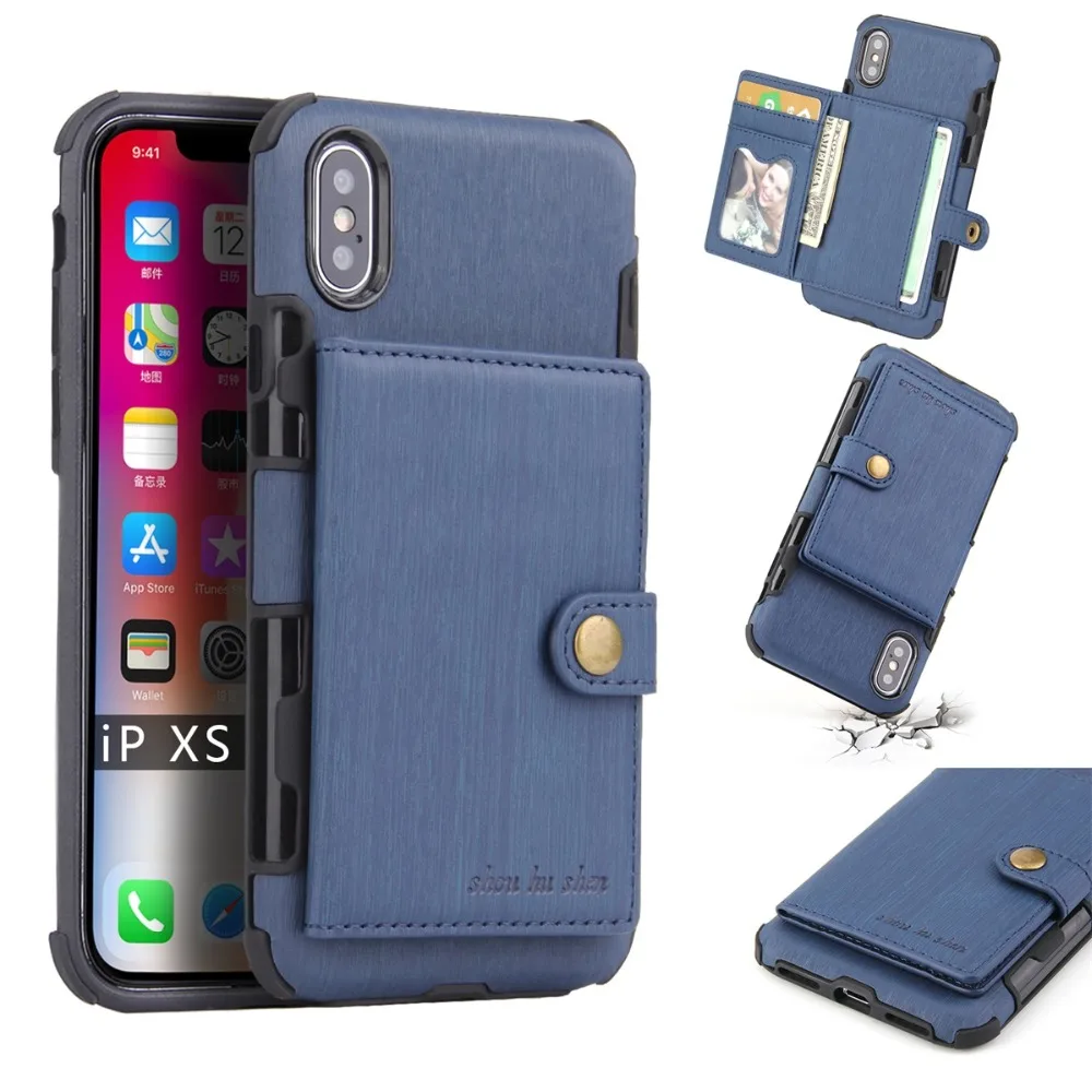 XS Max X Wallet Phone Cover For iPhone XS Max XR X Case Luxury Card Slots Heavy Duty Protection