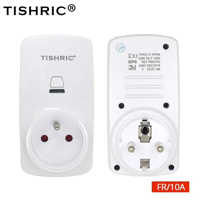 TISHRIC T30 умная вилка Wi-Fi ЕС/AU/FR/UK/US Евро адаптер 10A 220 V дистанционного Управление с Google дома Alexa Smart/WI-FI розетка - Цвет: FR Plug