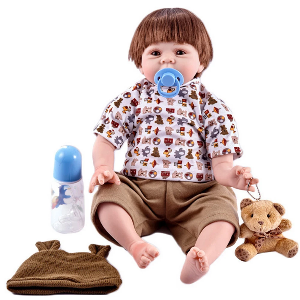 

22inches Cute Reborn Girl Doll Soft Silicone Newborn Baby with Cloth Body Toy for Kids Birthday Christmas Gift