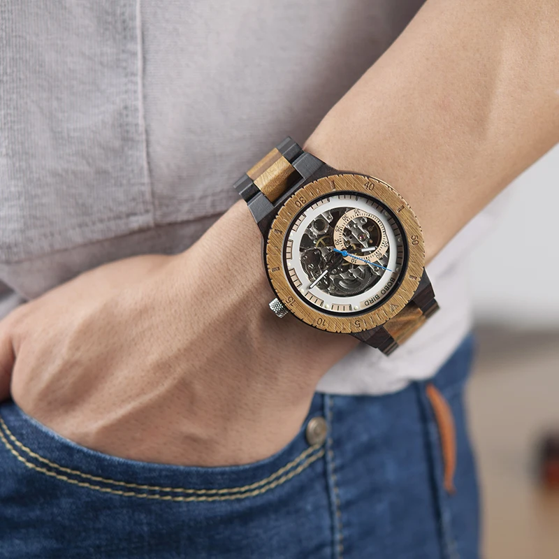 BOBO BIRD деревянные механические часы Reloj masculino мужские часы лучший бренд класса люкс часы с браслетом из бисера Orologio da uomo