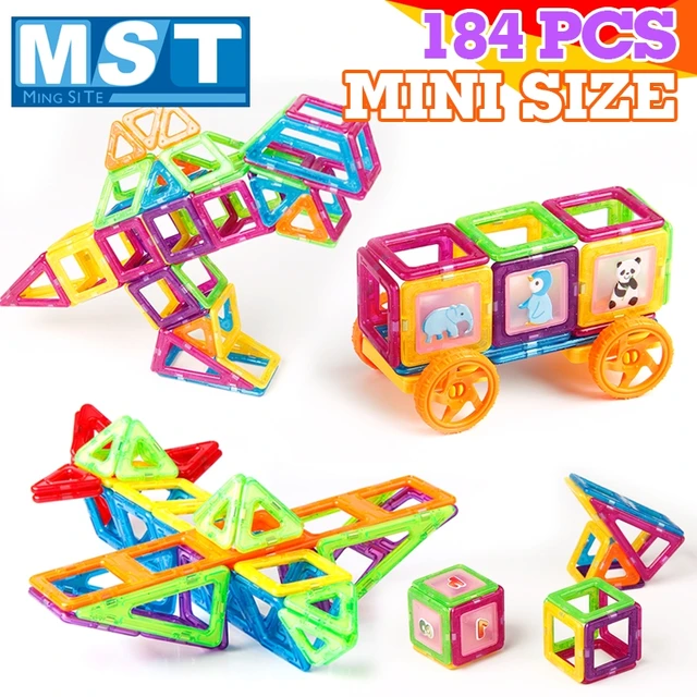  US $46.80  184PCS Mini Magnetic Building blocks DIY Plastic Magnetic Block Construction Set Magnet Models Educ
