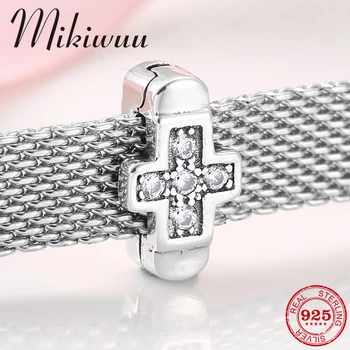

Real 925 Sterling Silver Cross of faith Clip beads with zircon Jewelry making Fit Original reflexions Bracelet Charms