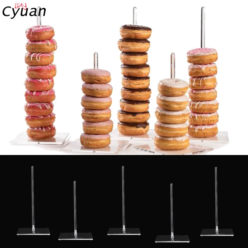 

Cyuan 1Pc 25/33cm Height Donuts Stand Clear Acrylic Doughnut Donut Stand Display Holder for Wedding Patry Birthday Decorations