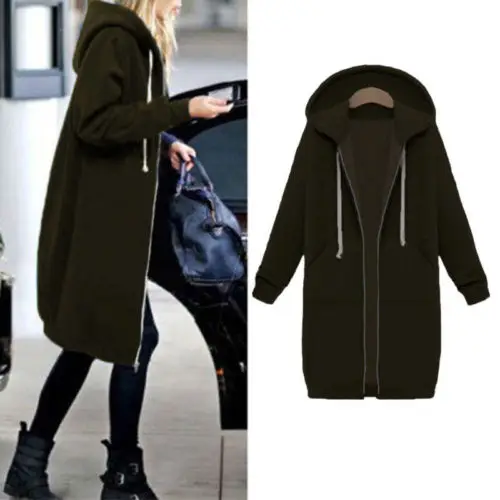 HOT Womens Warm Zipper Open Hoodies Sweatshirt Long Coat Jacket Tops Outwear HOT Womens Warm Zipper Open Hoodies Sweatshirt Long Coat Jacket Tops Outwear