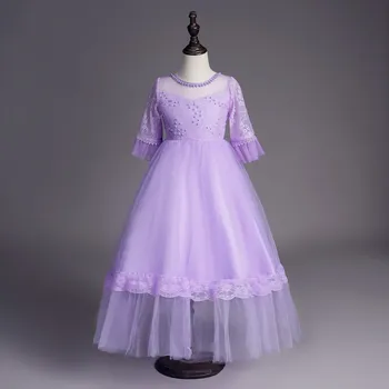 

New pattern dress girl wedding girl dress sleeveless Wedding presiding Stage performance princess girl dress girl dress long