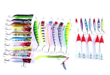 

INFOF 29pcs/lot fishing lures set mixed popper minnow spoon hard bait Luminous Squid artificial bait fishing accessories pesca