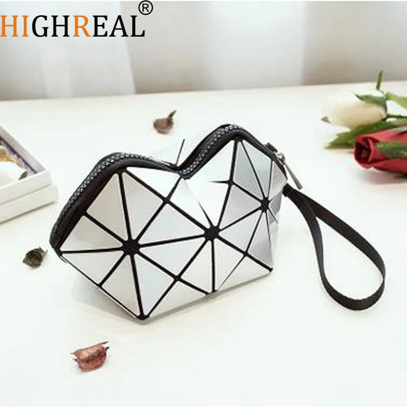 

HIGHREAL Ladies Portable Cosmetic bag Fashion Flash Diamond Lattice Makeup Bag Toiletries Pouch Travel Wash Bag J86