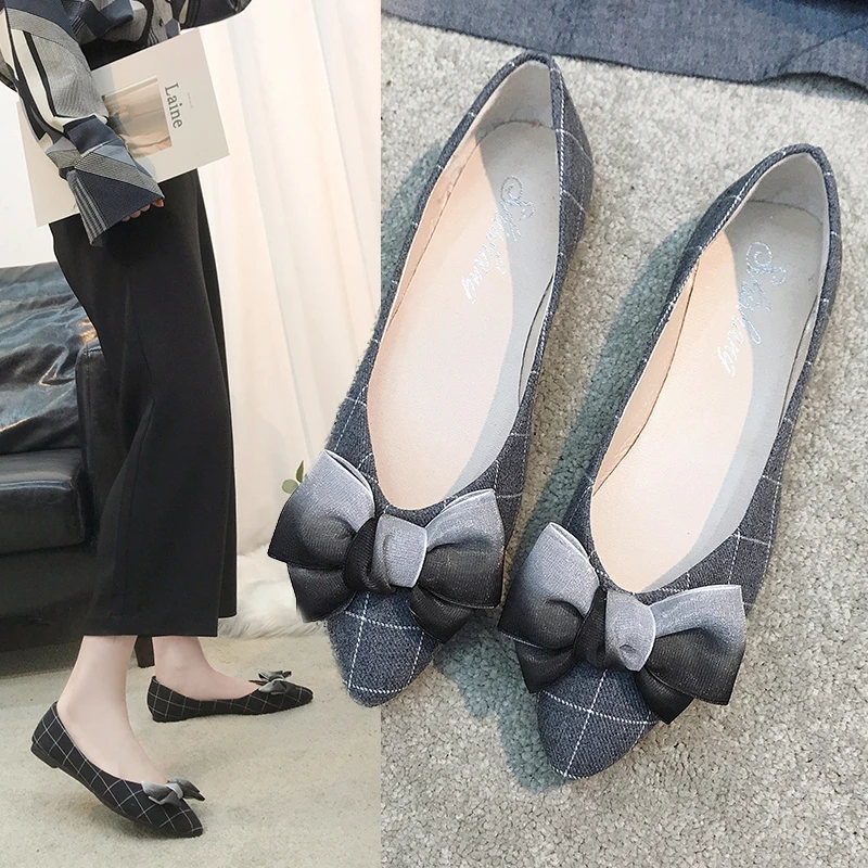 plaid pointed toe flats