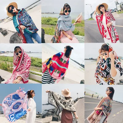 

2018 Bo Bohemian Wind Beach Beach Towel Sunscreen Shawl Women's Scarf Dual-use National Wind Travel Silk Towel Gauze