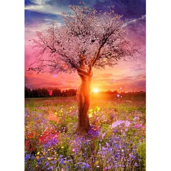 

Diy square diamond embroidery scenic needlework cross stitch round resin full diamond painting landscape wall picture