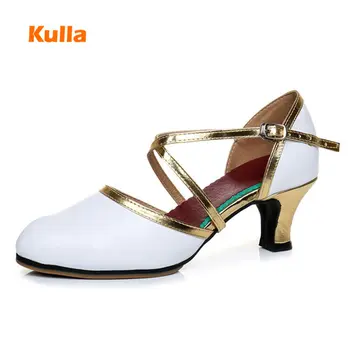 

Genuine Leather Women Latin Salsa Dance Shoes White Red Black Ladies Ballroom Tango Party Shoes Dancing Woman's Wedding Sandals