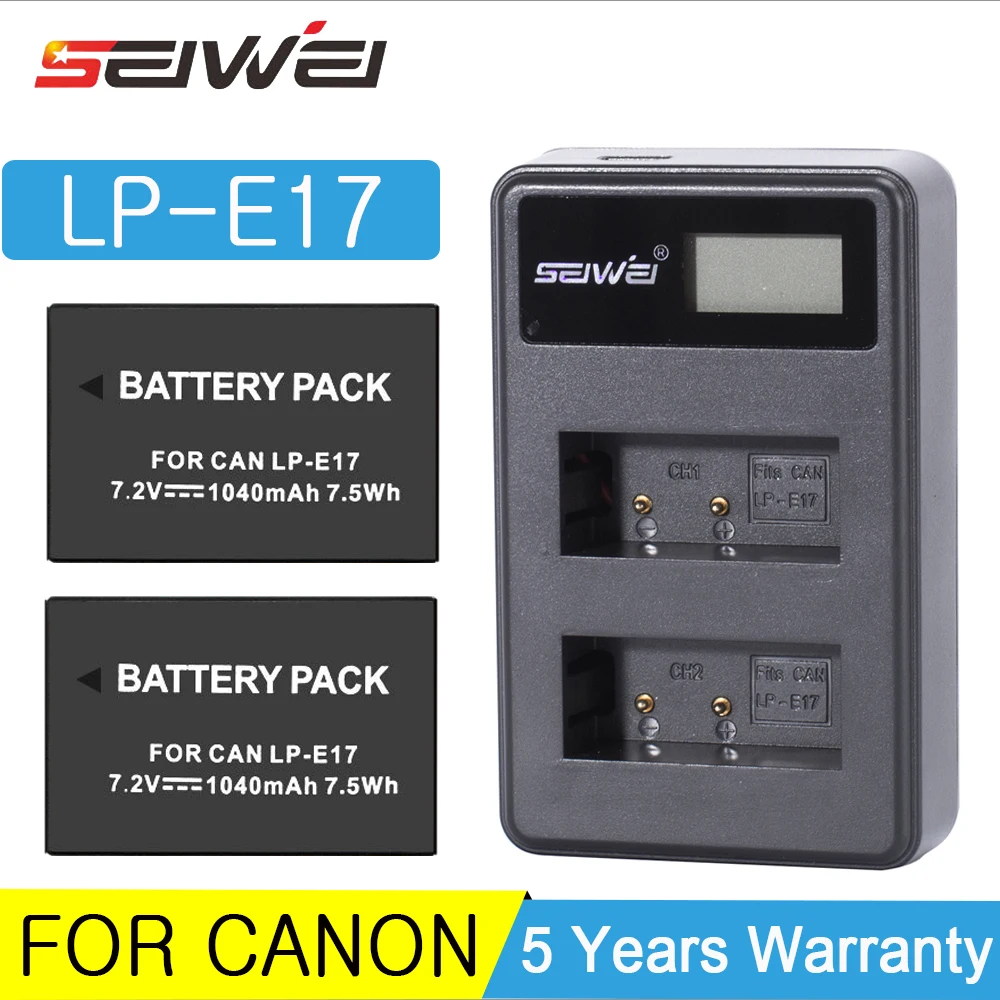 

1040mAh LPE17 LP-E17 LP E17 Digital Camera Battery + USB Charger for Canon EOS M3 M5 M6 Rebel T6i T7i EOS 77D 750D Batteries Set