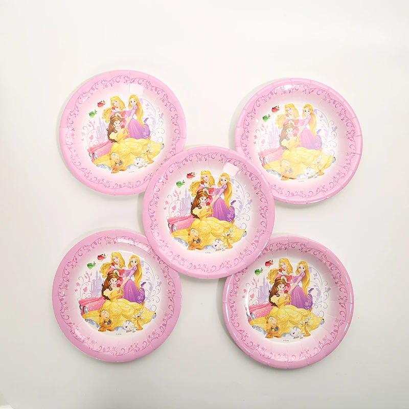 6 шт. Диснея тема принцесс Праздничная тарелка украшения для дня рождения Детские украшения для дня рождения
