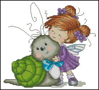 Needlework 11CT 14CT 16CT Cross Stitch DIY Count Embroidery Set Little girl and baby snail | Дом и сад