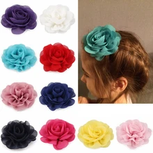 Милые мягкие заколки для волос с большим цветком для девочек, 1 предмет, Детские разноцветные вечерние праздничные милые аксессуары для волос, головные уборы
