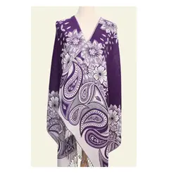 Новые фиолетовые осень-зима Для женщин печати пашмины хлопок Модная шаль-накидка Бо кисточкой шарф Fanum основы теплый 190x70 см 1207