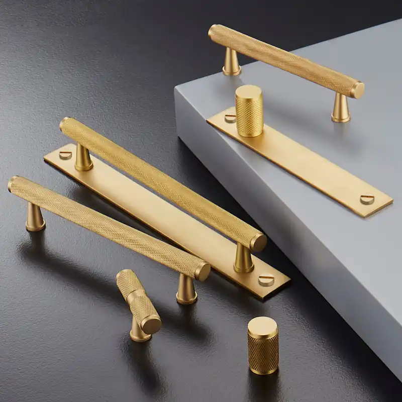 Gold Knurled Textured Modern Kitchen Cabinet Knobs And Handles Drawer Pulls Bedroom Knobs Brass T Bar Cabinet Hardware Aliexpress