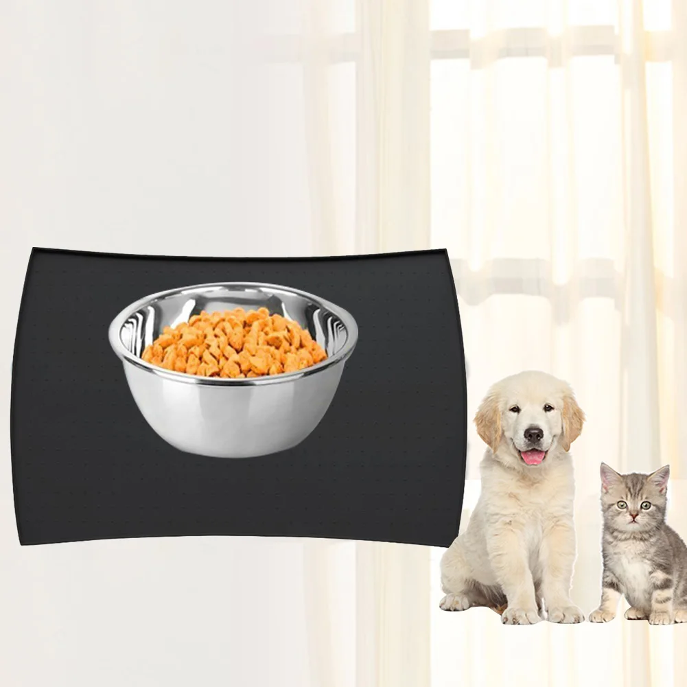 48*30 cm 40*60 cm Feeding Pad Dog Placemat Pet Bowl Arc Edge Food Silicone Cat Waterproof high