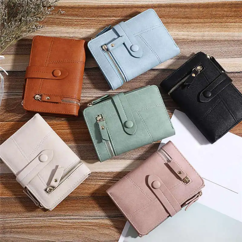 

Wallet Women PU 2019 Credit Card Holder Zipper Wallet Short Coin Purse For Cards Purse Zipper Short Clutch Money C509
