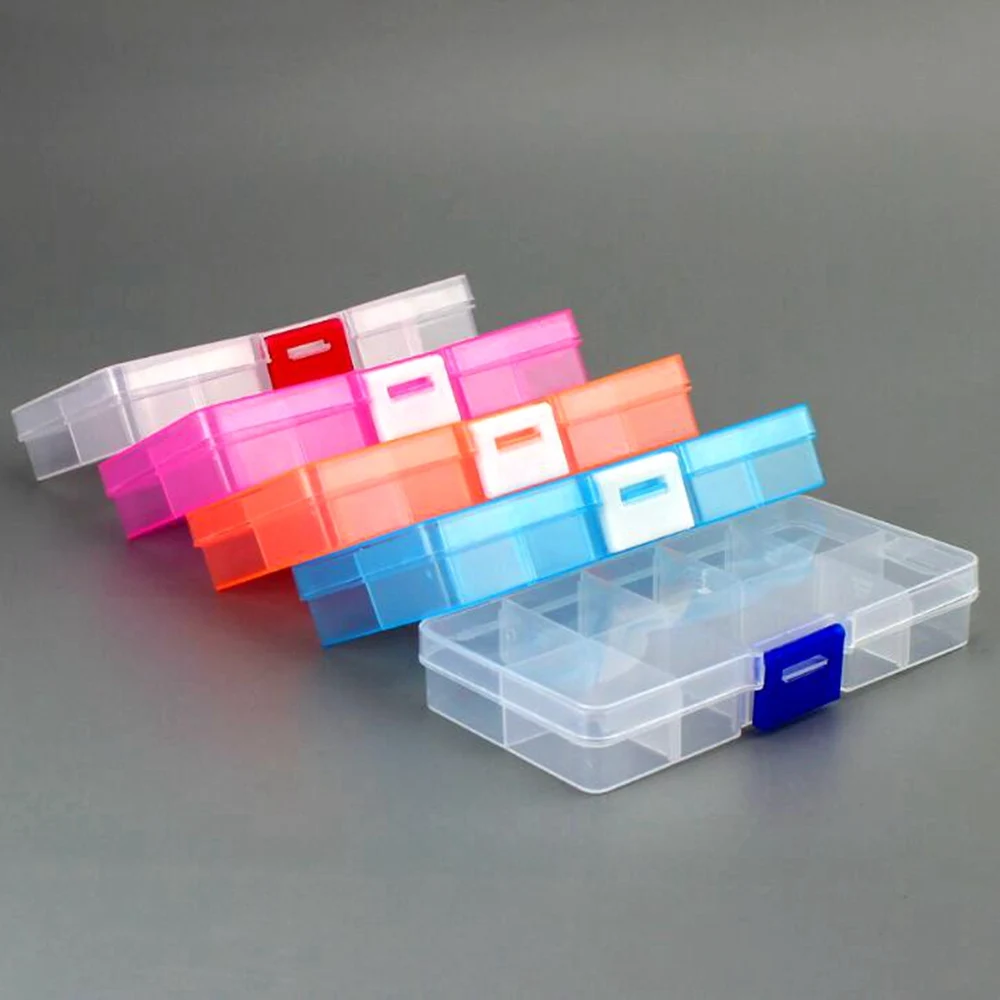 

Multifunctional High Strength 12.8*6*2.3CM With 10 Compartments Transparent Visible Plastic Fishing Lure Box Fishing Tackle Box