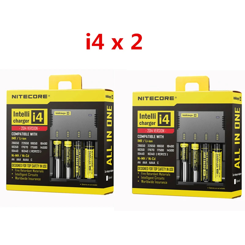 Новое универсальное зарядное устройство Nitecore i4x2 Intellicharge для li ion/NiMH RCR123A 26650 18650 AA/AAA