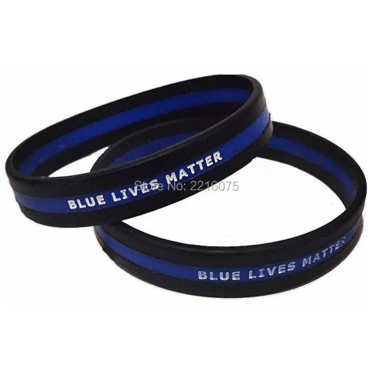 1000pcs triband Blue Lives Matter Thin Blue Line silicone wristband
