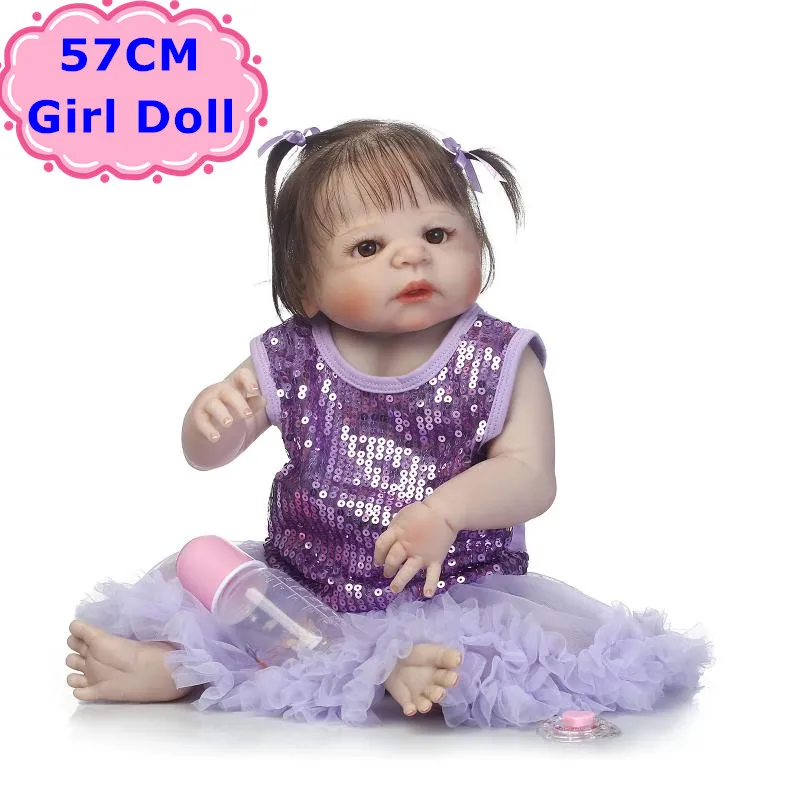 

NPK Doll Adorable 57CM Full Silicone Bebe Reborn Boneca Lifelike Pretty Baby Girl Doll Toys For Child Gifts Collectible Toys