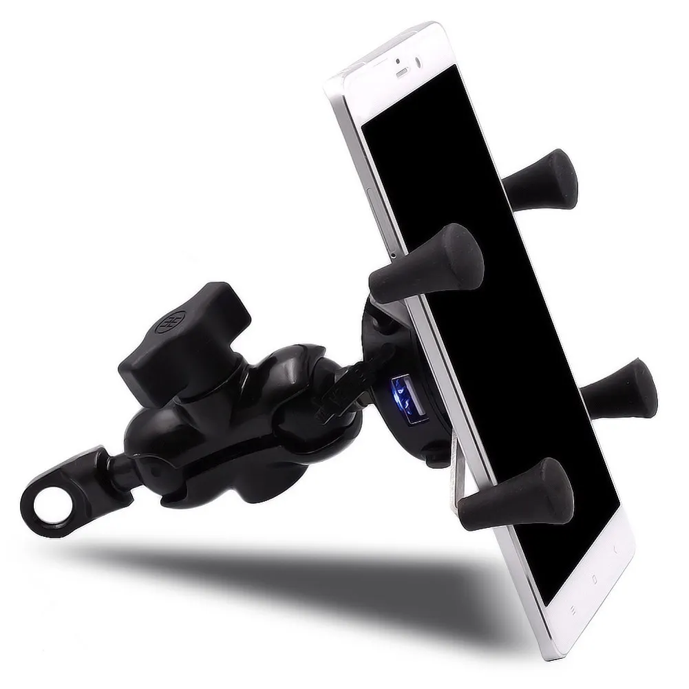 

New Motorcycle Stand X-Grip Holder With 12V USB Charger Power Outlet Socket for iPhone 6 7 GPS Samsung HTC Sony Smart Phones