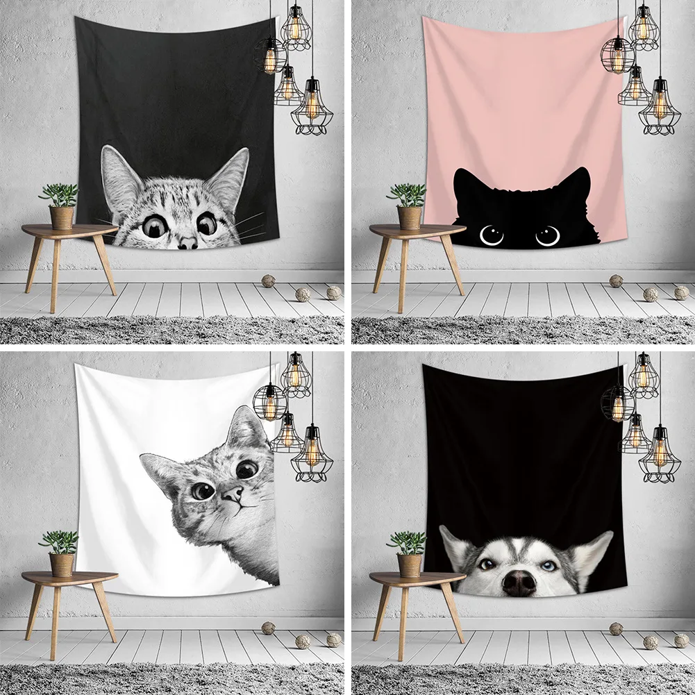 3D cute cat and dog digital printing tapestry hanging painting
