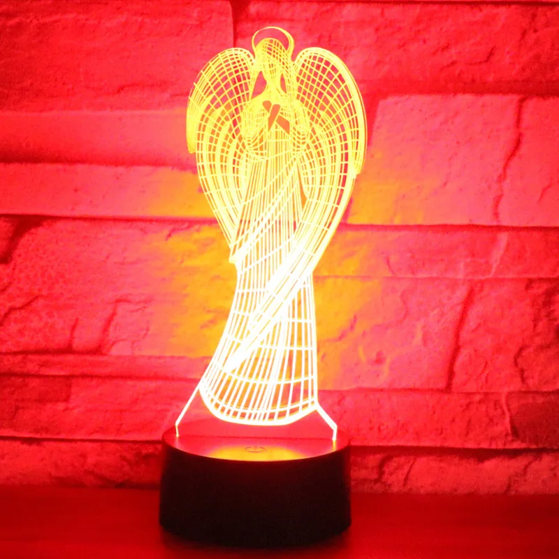 

3D LED Night Light for Angel with 7 Colors Light Home Decoration Lamp Amazing Visualization Optical Illusion Awesome
