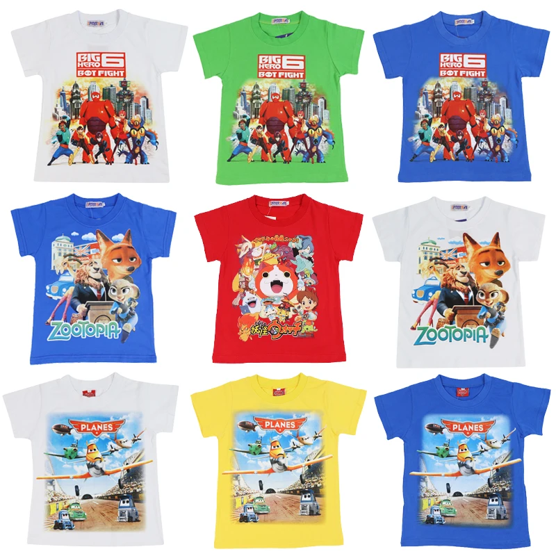 

Summer Baby Boys T-Shirt Tops Clothes Dog Cartoon Print Big Hero Children Girl Short Sleeve 2 3 4 5 6 kid Boy 7 8 years T Shirts