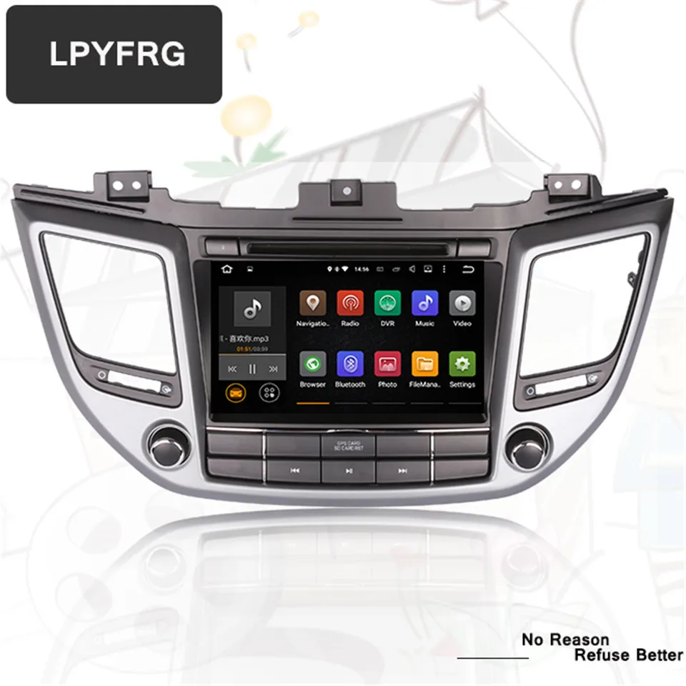 Top Android 9.0 2 Din 8 Inch Car DVD Player For Hyundai/IX35/TUCSON 2015 2016 2017 2018 With 4GB RAM GPS Navigation Radio Headunit 1