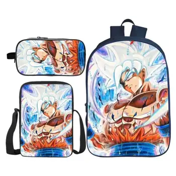 

3Pcs/Set Hot Sale 3D Printing Dragon Ball Super Children Shoulder Backpack Kids Baby School Bags Saiyan Bookbag Boys and Girls