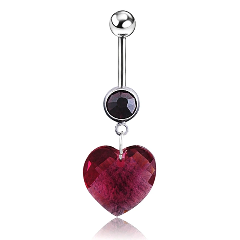 

2018 Stainless Steel Body Piercing Button Ball Belly Navel Ring Barbell Heart Shape Body Piercing Button Ball Belly Navel